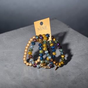 Multicolor Faceted & Gold Bead Stretch Bracelet Set